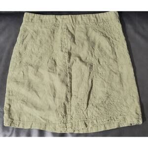 Tommy Bahama Women's 8 100% Linen Embroidered A-Line Skirt Zip Closure| Beach